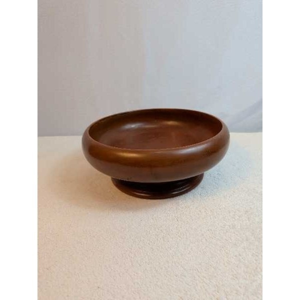 Vintage Wooden Pedestal Bowl Decorative Serving Display Dish Mid Century Decor